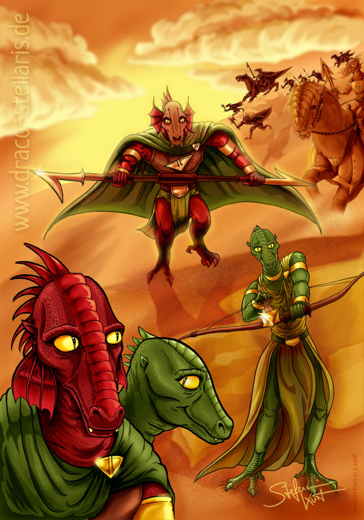 a desert scene on the planet Kalee with warrior Qymaen jij Shelal who will become General Grievous