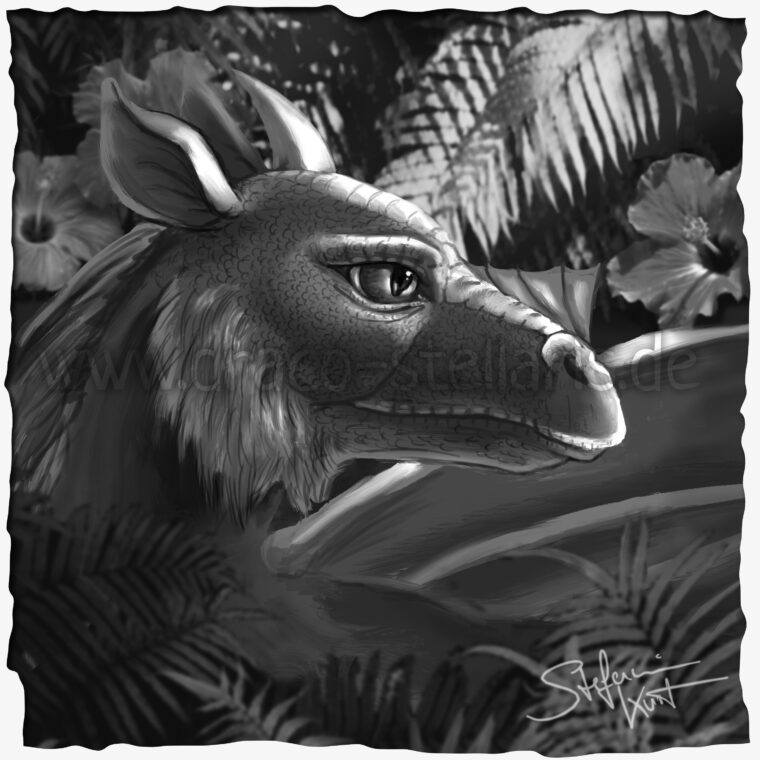 dragon porttrait in a jungle setting